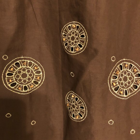 Ann Taylor Loft Brown Skirt with Gold Embroidery - Picture 8 of 8